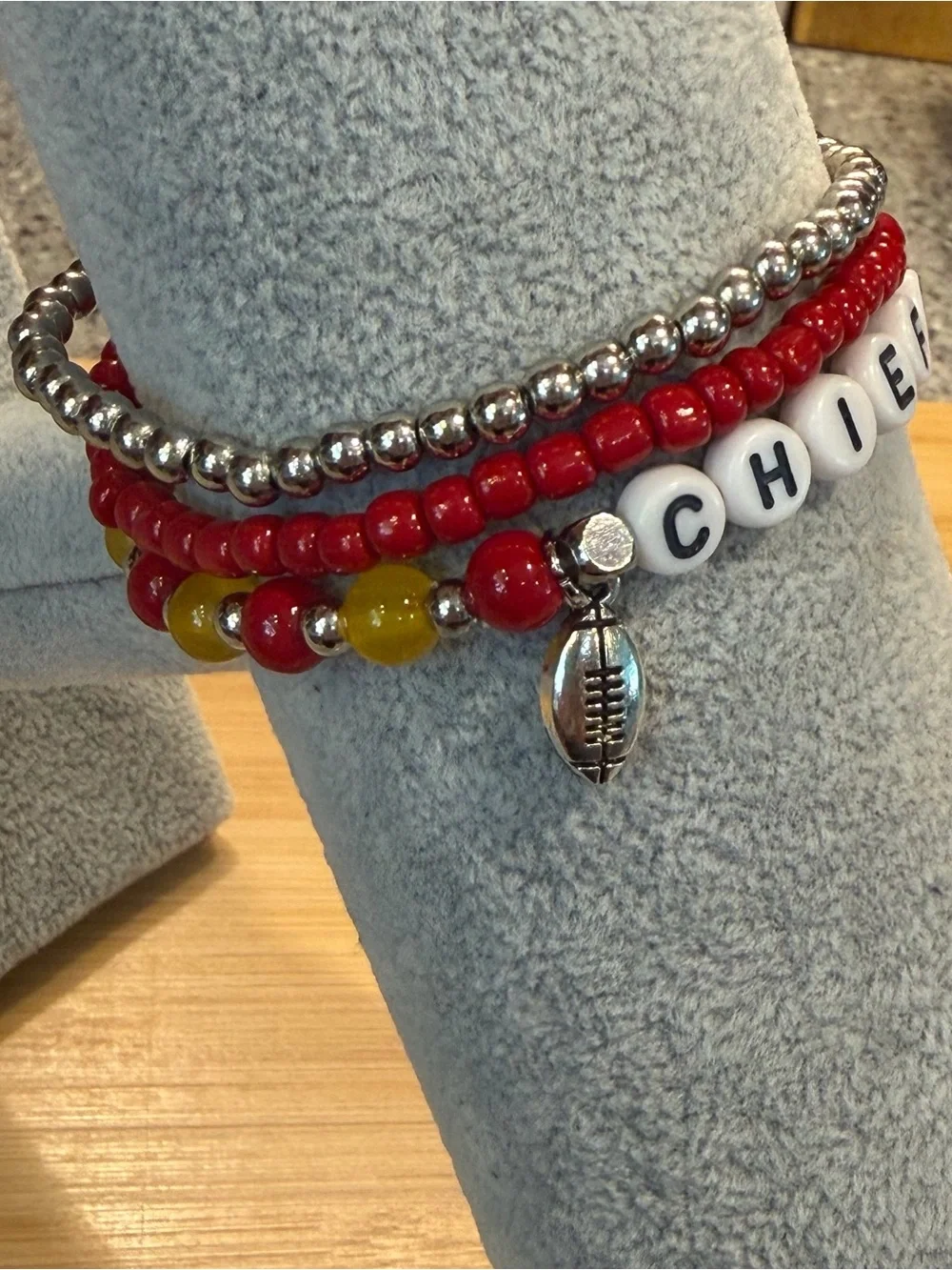 CHIEFS Beaded Bracelet Set - Red & Yellow | Handmade